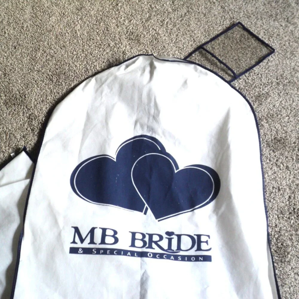 MB Bridal Wedding Gown Dust Cover Garment Bag White Zippered Anti-Dust Protector